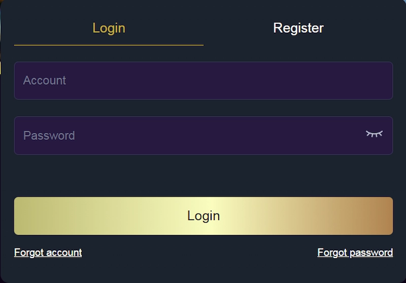 Step 2: Two empty boxes will appear on the first page to fill in the username and password. Members just need to enter the information they registered with and click the "Login" button.