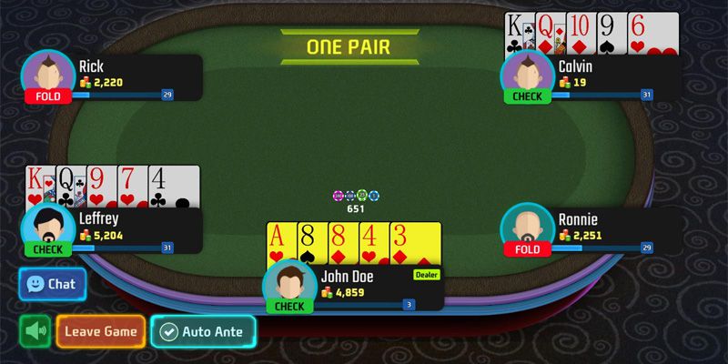 Outstanding features of draw poker